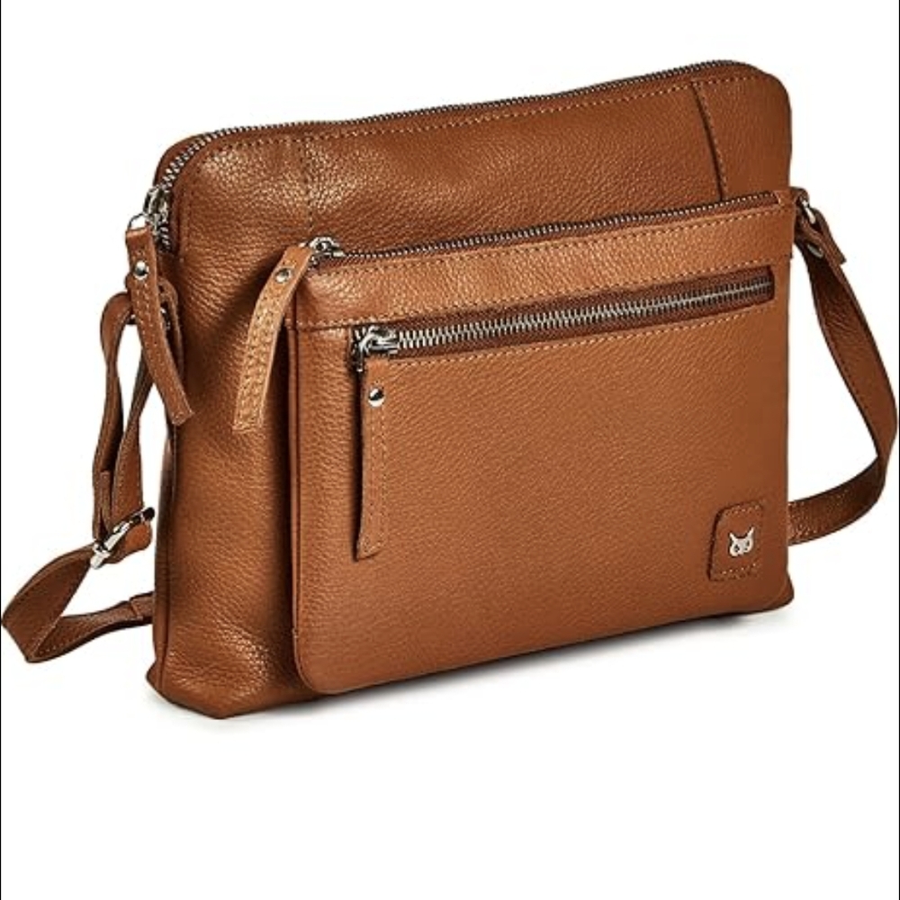 Brown Crossbody Bag with Smooth Leather Finish